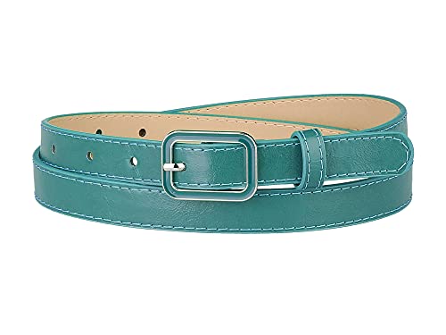 Allegra K Dünne Taillengürtel Rechteckige Dornschließe Skinny Ledergürtel Blau Fit waist 78-95cm/30.7-37.4" von Allegra K