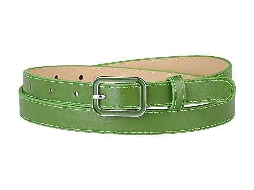 Allegra K Dünne Taillengürtel Rechteckige Dornschließe Skinny Ledergürtel Grün Fit waist 78-95cm/30.7-37.4" von Allegra K