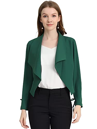 Allegra K Elegante Damen-Strickjacke mit offener Vorderseite, Arbeit, Büro, Business, Anzug, Blazer, Dunkelgrün, L von Allegra K