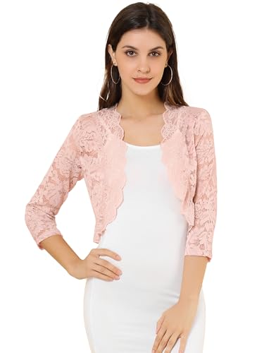 Allegra K Elegantes Damen-Oberteil mit 3/4-Ärmeln, durchscheinend, florales Spitzenoberteil, Hellrosa, X-Klein Allegra K Elegantes Damen-Oberteil mit 3/4-Ärmeln, durchscheinend, florales Spitzenoberteil, Hellrosa, X-Klein von Allegra K