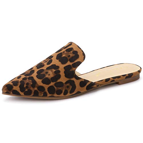 Allegra K Flache Pantoletten mit spitzer Zehenpartie für Damen Leopard 38 von Allegra K