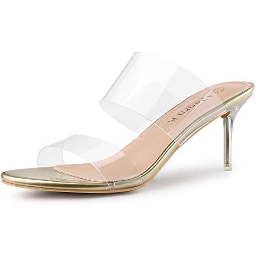 Allegra K Frauen Clear Slide Stiletto Heels Klare Sandalen Gold 38.5 von Allegra K