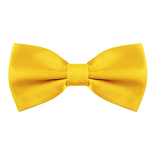 Allegra K Herren Bowtie Solid Tuxedo Pre-Tied Verstellbar Riemen Fliegen Gold Gelb One Size von Allegra K