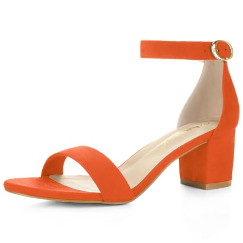 Allegra K Offene Zehen-Blockabsatz-Sandalen mit Knöchelriemen für Damen Orange 36 Allegra K Offene Zehen-Blockabsatz-Sandalen mit Knöchelriemen für Damen Orange 36 von Allegra K