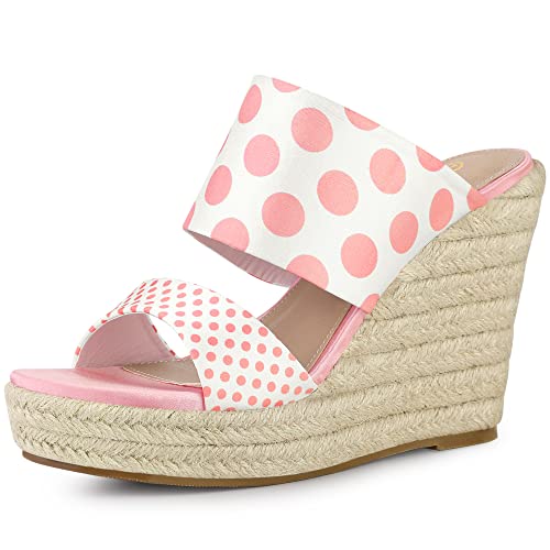 Allegra K Offene Zehen-Slip-on-Espadrille-Plattform-Keil-Slide-Sandalen für Damen Rosa 41 von Allegra K