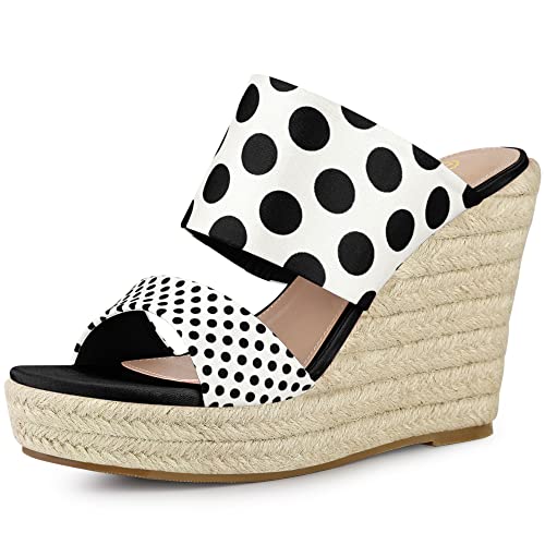 Allegra K Offene Zehen-Slip-on-Espadrille-Plattform-Keil-Slide-Sandalen für Damen Schwarz 35.5 von Allegra K