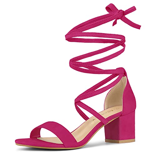 Allegra K Offene Zehensandalen für Damen mit mittelhohem Absatz Pink 39 von Allegra K