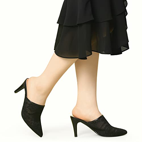 Allegra K Pantoletten mit spitzem Zehenbereich und Stiletto-Absatz für Damen Schwarz 40 von Allegra K