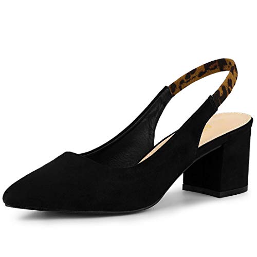 Allegra K Pumps mit spitzer Zehenpartie und Blockabsatz für Damen Slingback-Heels Schwarz 39 von Allegra K