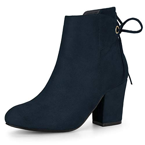 Allegra K Schnürstiefeletten mit runder Zehenpartie und Reißverschluss für Damen Navy Blau 38.5 von Allegra K