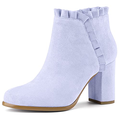 Allegra K Stiefeletten mit Blockabsatz und Rüschen für Damen, Violett (Ombre Force), 40 EU von Allegra K