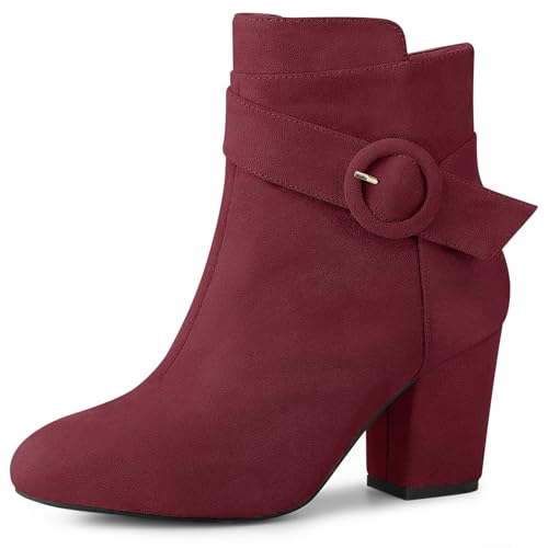 Allegra K Stiefeletten mit runder Zehenpartie und Blockabsatz für Damen Burgund 37 Allegra K Stiefeletten mit runder Zehenpartie und Blockabsatz für Damen Burgund 37 von Allegra K