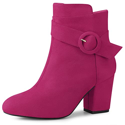 Allegra K Stiefeletten mit runder Zehenpartie und Blockabsatz für Damen Pink 37.5 von Allegra K