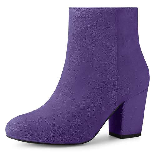 Allegra K Weihnachtliche Stiefeletten mit seitlichem Reißverschluss und klobigem Absatz für Damen Lila 41 von Allegra K