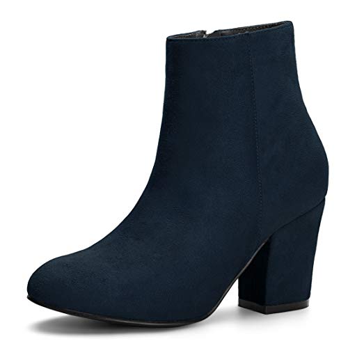 Allegra K Weihnachtliche Stiefeletten mit seitlichem Reißverschluss und klobigem Absatz für Damen Navy Blau 38.5 von Allegra K