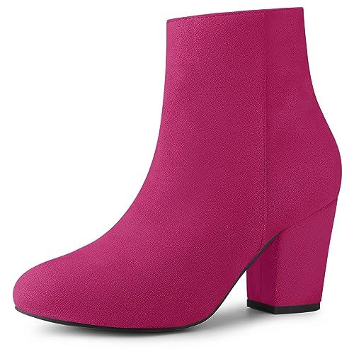 Allegra K Weihnachtliche Stiefeletten mit seitlichem Reißverschluss und klobigem Absatz für Damen Pink 40 von Allegra K