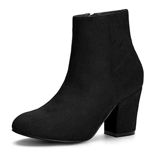 Allegra K Weihnachtliche Stiefeletten mit seitlichem Reißverschluss und klobigem Absatz für Damen Schwarz 38.5 von Allegra K