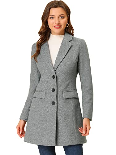 Allegra K Lange Winterjacke für Damen, einreihiger langer Mantel, Cabanjacke, Hellgrau, M Allegra K Lange Winterjacke für Damen, einreihiger langer Mantel, Cabanjacke, Hellgrau, M von Allegra K