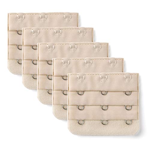 sourcing map Damen 3 Haken 3 Zeile Unterwäsche Bra Gurt Extension Schnalle Haken Aprikose 5 STK von Allegra K