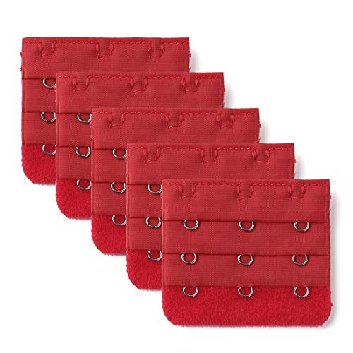 sourcing map Damen 3 Haken 3 Zeile Unterwäsche Bra Gurt Extension Schnalle Haken Rot 5 STK von Allegra K