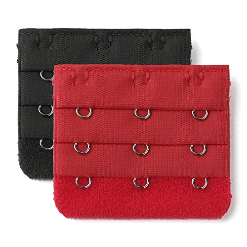 sourcing map Damen 3 Haken 3 Zeile Unterwäsche Bra Gurt Extension Schnalle Haken Schwarz-Rot 2 STK von Allegra K