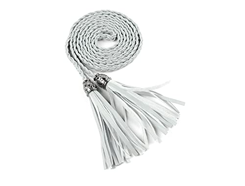 sourcing map Damen Quaste Perlen geflochten mager PU Taille Gürtel Silber 132 cm sourcing map Damen Quaste Perlen geflochten mager PU Taille Gürtel Silber 132 cm von Allegra K