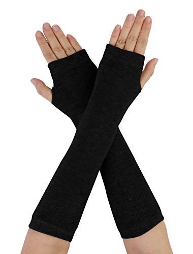 sourcing map Unisex Classic Fashion Stretch Fingerlose Armwärmer-Ärmel Schwarz One Size von Allegra K