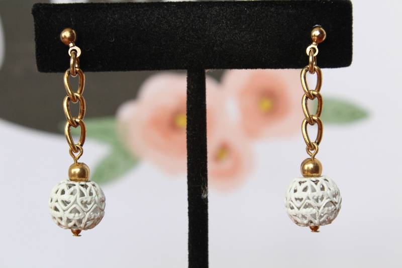 Retro Weiße Ohrringe-Spaß Ohrringe-Weiß Sommer Ohrringe-Dangle Ohrringe-Mod Ohrringe-1960Er Jahre Ohrringe-Chic Ohrringe-Ohrringe Schmuck Set von AllegriabyLeslie