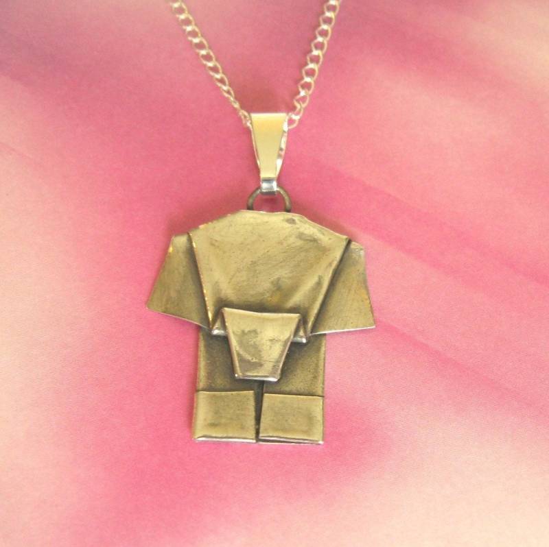 Silber Origami Elefant Anhänger Hand Gefaltet Feinsilber von AllegroArts
