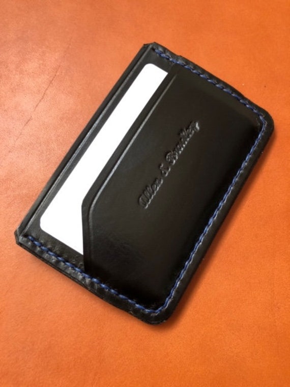 Schwarze Leder Minimalist Brieftasche, Chrom-Brieftasche, Drei Taschen Echt Portemonnaie, Kleine Brieftasche Schwarze Leder Minimalist Brieftasche, Chrom-Brieftasche, Drei Taschen Echt Portemonnaie, Kleine Brieftasche von Allenandbradley