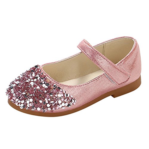 Allence Heißer Kinder Kleinkind Schuhe Infant Baby Mädchen Kristall Leder Einzelne Schuhe Party Prinzessin Schuhe Single Casual Sneaker Silber Gold Rosa 21EU-30 EU von Allence