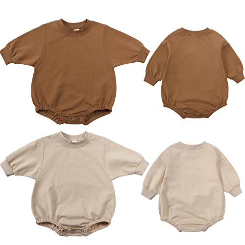 Allence Neugeborenes Baby Jungen Mädchen Herbstkleidung Rundhals Sweatshirt Strampler Langarm Übergroßer Bodysuit Süße Outfits Shooting Outfit Baby Mädchen von Allence