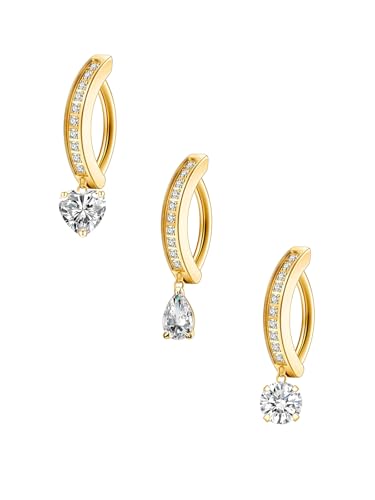 AllerPierce 4 Stück 14G Bauchnabelpiercing Clicker Silber/Gold Chirurgenstahl Zirkonia Piercing Clip Körperschmuck Damen von AllerPierce