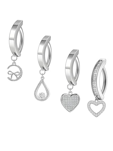 AllerPierce 4 Stück 14G Bauchnabelpiercing Clicker Silber/Gold Chirurgenstahl Zirkonia Piercing Clip Körperschmuck Damen von AllerPierce