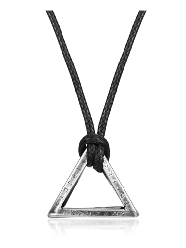 AllerPierce Herren Halskette Triangel Mobius Anhänger mit Lederkette Retro-Farbe wikinger verstellbar Halsschmuck mit Rune Symbol Valentinstag Geschenke für Papa Freund von AllerPierce