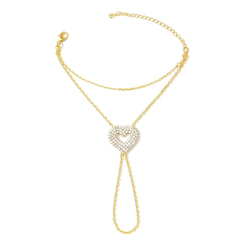 AllerPierce Herz Strass Handkette Damen Finger Ring mit Kette Armkette Handkettchen Gold/Silber Mode Schmuck Geschenk AllerPierce Herz Strass Handkette Damen Finger Ring mit Kette Armkette Handkettchen Gold/Silber Mode Schmuck Geschenk von AllerPierce