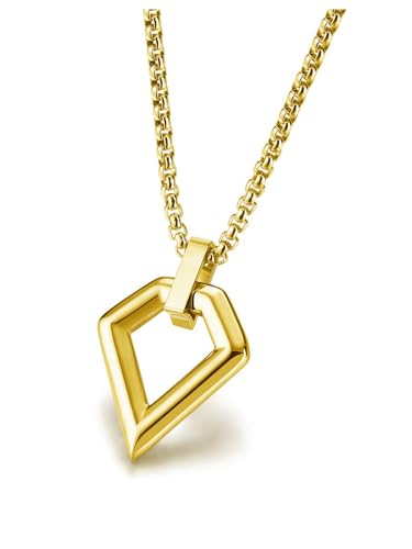 AllerPierce Raute Anhänger Kette aus Edelstahl Klassisches Design Dekorative Halskette Gold Mode Schmuck Männer Damen von AllerPierce