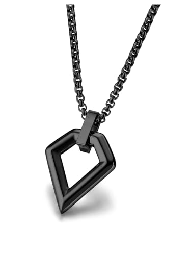 AllerPierce Raute Anhänger Kette aus Edelstahl Klassisches Design Dekorative Halskette Schwarz Mode Schmuck Männer Damen von AllerPierce