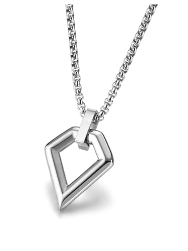 AllerPierce Raute Anhänger Kette aus Edelstahl Klassisches Design Dekorative Halskette Silber Mode Schmuck Männer Damen von AllerPierce