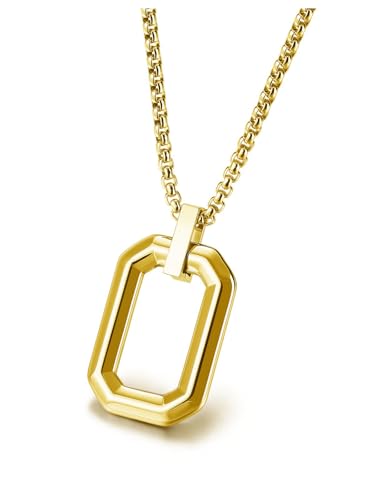 AllerPierce Rechteck Anhänger Kette aus Edelstahl Klassisches Design Dekorative Halskette Gold Mode Schmuck Männer Damen von AllerPierce