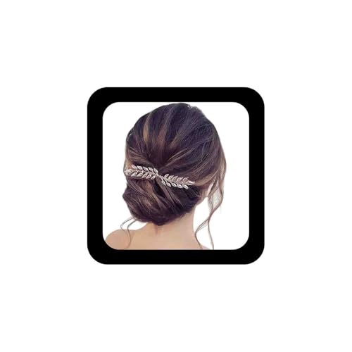 Allereya Blatt Haarkamm Haarspange Silber Metallblatt Haarspange Kamm Griechische Göttin Haarkamm Metallblatt Kopfbedeckung Dekorative Kopfbedeckung Haarschmuck für Frauen und Mädchen (Silber) von Allereya