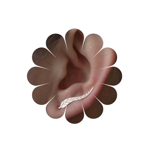 Allereya Gold Blattkletterer-Ohrringe (Gelbgold) - Boho Blatt-Ohrkletterer-Ohrringe - Schmuck für Frauen und Mädchen von Allereya