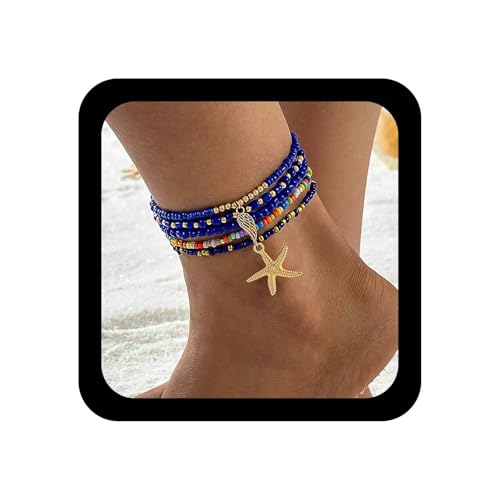 Allereya Boho Blau Samen Perle Fußkettchen Armband Meer Seestern Fußkettchen Elastische Perlen Armband Einstellbar Seestern Fuß Kette Schmuck Für Frauen Allereya Boho Blau Samen Perle Fußkettchen Armband Meer Seestern Fußkettchen Elastische Perlen Armband Einstellbar Seestern Fuß Kette Schmuck Für Frauen von Allereya