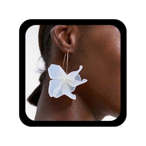 Allereya Boho Blume Blütenblatt Baumeln Ohrringe Acryl Blume Ohrringe Weiß Floral Tropfen Ohrringe Braut Blumig Ohrringe Blumenblatt Ohrringe Schmuck Für Frauen von Allereya
