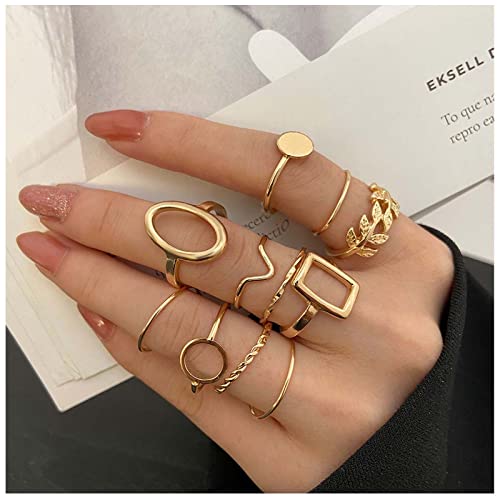 Allereya Boho Knuckle Rings Set Gold Stacking Circle Fingerringe Retro Half Open Midi Knuckle Ringe Geometrische Ringe Handringe Accessoires für Frauen und Teenager Mädchen von Allereya