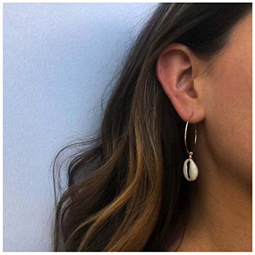 Allereya Boho Muschel Creolen Gold Kreis Ohrringe Kauri Muschel Ohrringe Sommer Ozean Ohrringe Schmuck für Frauen und Mädchen (Gold) von Allereya
