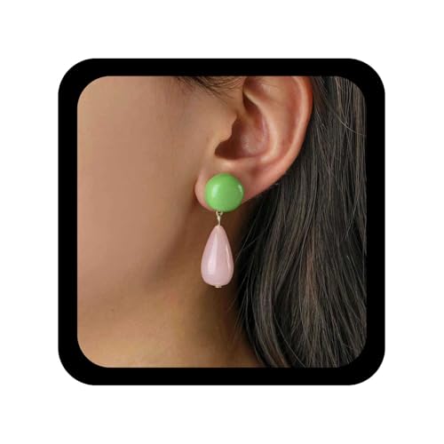Allereya Boho Rosa Lange Tropfenohrringe Harz Kugel Ohrstecker Acryl Wassertropfen Ohrringe Acryl Tropfen Ohrring Große Perle Ohrstecker Schmuck Für Frauen (style2) von Allereya