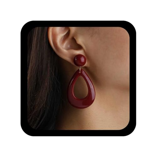 Allereya Boho Rote Acryl Tropfen Ohrringe Acryl Tropfen Ohrring Hohlen Wassertropfen Ohrringe Harz Kugel Ohrstecker Schmuck Für Frauen (style4) von Allereya