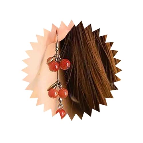 Allereya Boho Rote Kirsche Tropfen Ohrringe Gold Scheibe Baumeln Ohrringe Cluster Kirsche Ohrringe Scheibe Münze Ohrringe Kirsche Obst Ohrringe Schmuck Für Frauen von Allereya