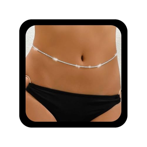 Allereya Boho Strass Taille Kette Sexy Tennis Körper Kette Silber Kristall Körper Bauch Cz Taille Gürtel Einstellbar Bikini Körperschmuck Für Frauen Allereya Boho Strass Taille Kette Sexy Tennis Körper Kette Silber Kristall Körper Bauch Cz Taille Gürtel Einstellbar Bikini Körperschmuck Für Frauen von Allereya
